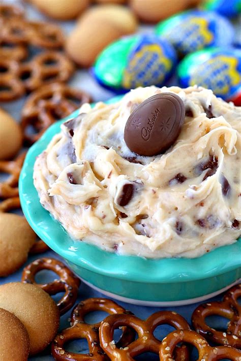 Whether you're looking for a light end to your meal or something sweet, rich, and decadent, there are plenty of dessert recipes that don't call for eggs. Cadbury Creme Egg Dip - Easter Dessert - Happy-Go-Lucky