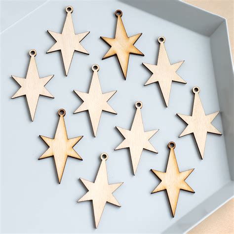 Mini Wooden Christmas Stars Artcuts