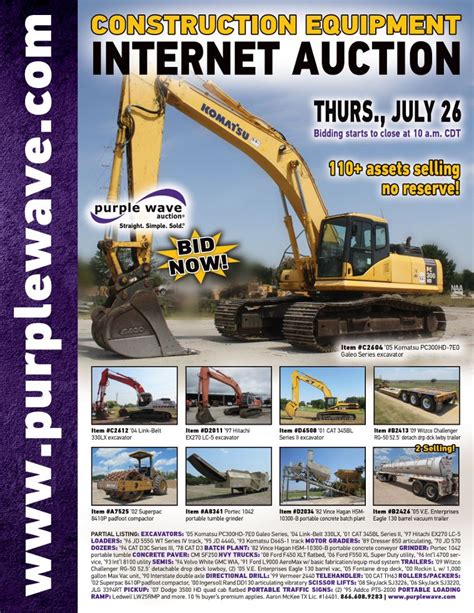 Construction Equipment Auction July 26 2012