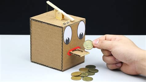 How To Make A Box Eating Coin Saving Coin Bank Diy Youtube