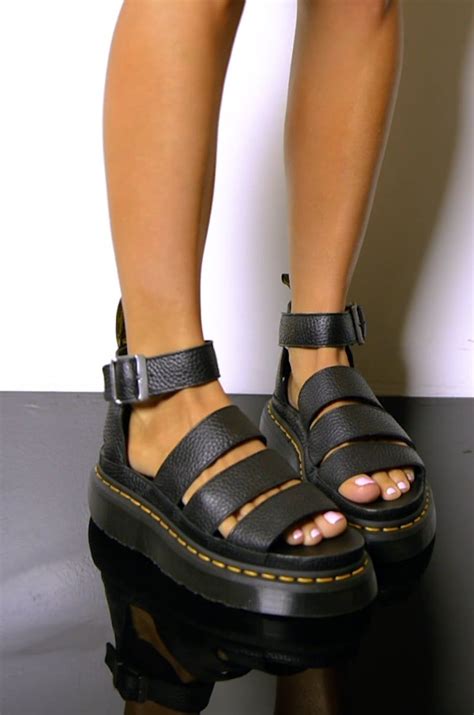 dr martens womens clarissa ii quad chunky sandal in black in 2020 platform sandals chunky