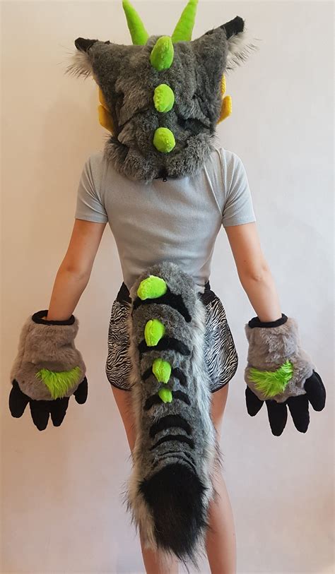 Premade Partial Protogen Fursuit Head Paws Tail Etsy India