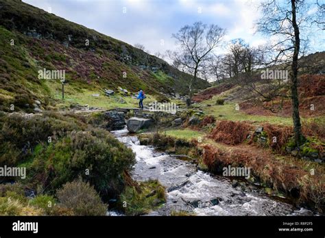 Scenic Winter Rural View Of Bronte Bridge And Stream In Moorland Valley