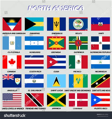 North American Flags Vector Illustration High Vetor Stock Livre De