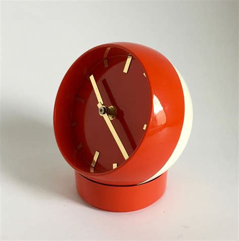 Vintage Space Age Table Clock In Red Plastic 1970 Design Market