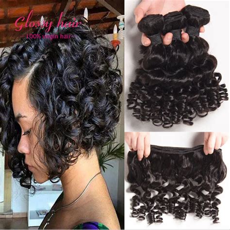 Brazilian Afro Kinky Curly Hair Short Weave Hair Bundles Spiral Curl Human Hair Extension