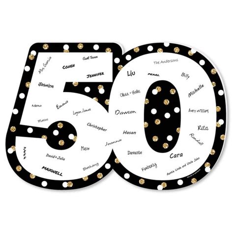 Adult 50th Birthday Gold Guest Book Sign Birthday Party Guestbook