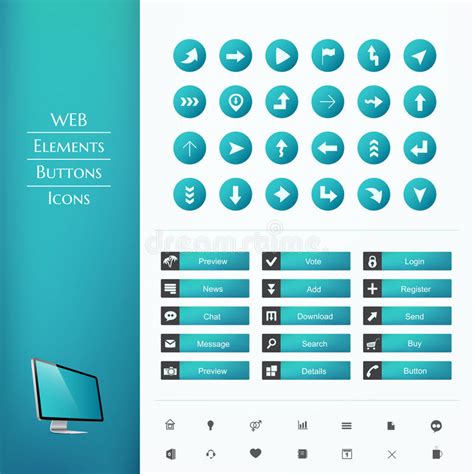 Set Of Buttons And Icons Stock Vector Illustration Of Buttons 35832701