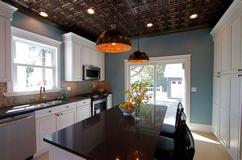 Our tin ceiling tiles in thermoformed colored styrene replicate the look of pressed metal tiles for a fraction of the cost. Kitchen - Page 4 - DCT Gallery