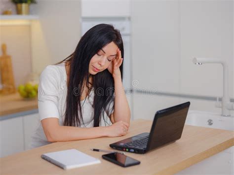 Stressed Overworked Business Woman Working From Home Stock Photo
