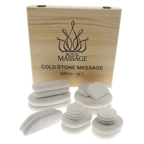 20pc Massage Marble Cold Stone Therapy Set W Wooden Case Vandue