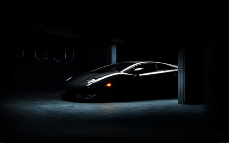 Lamborghini Coche Oscuro Negro Impresionante Fondo De Pantalla Hd