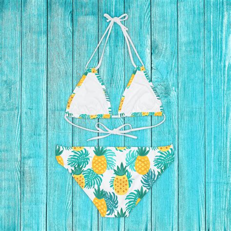 pineapple bikini set string bikini sexy swinger wife pool etsy