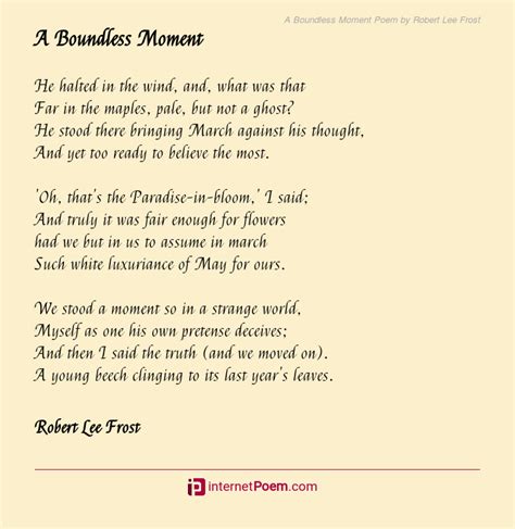 A Boundless Moment Poem By Robert Lee Frost