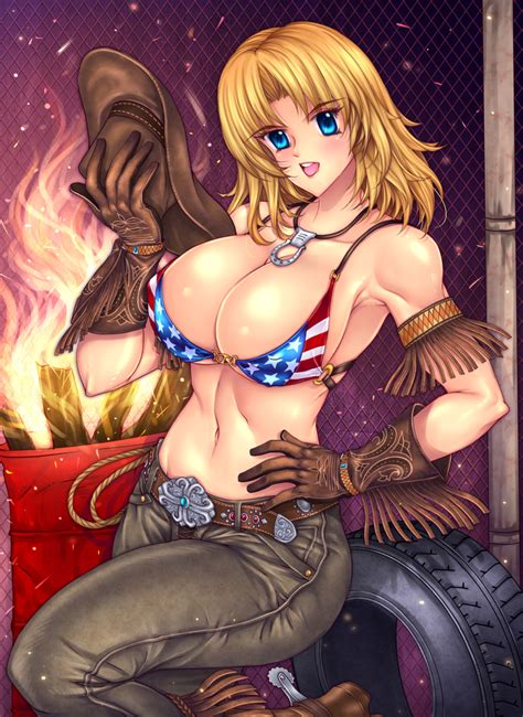 Tina Armstrong Dead Or Alive Tecmo Highres 1girl Blonde Hair Breasts Denim Jeans Large