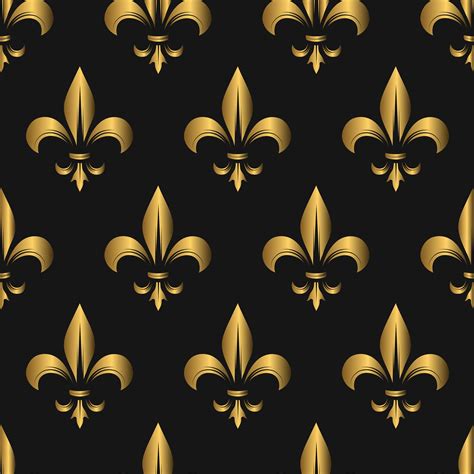 Seamless Golden Fleur De Lis Pattern On Black 1084827 Vector Art At