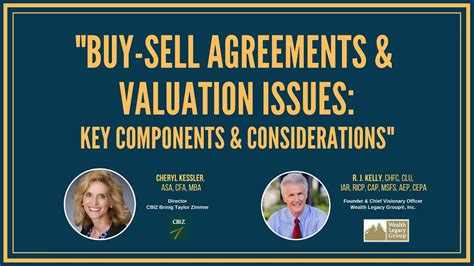Buy Sell Agreements And Valuation Issues Key Components