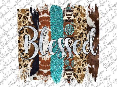 Blessed Cowhide Brush Strokes Png Western Sublimation Design | Etsy