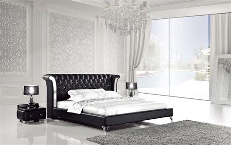 White Leather Bed With Nightstands Ae293 Modern Bedroom