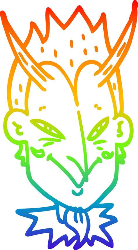 Rainbow Gradient Line Drawing Cartoon Devil Face 10690682 Vector Art At