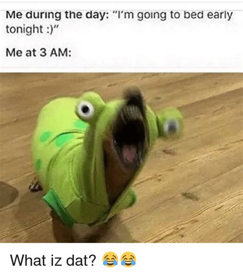 Me During The Day Im Going To Bed Early Tonight Me At 3 Am What Iz Dat 😂😂 Funny Meme On Meme