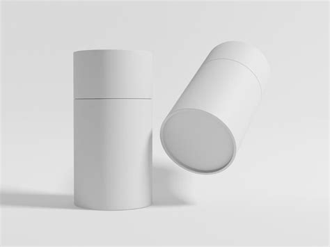 Two Cylindrical Packaging Paper Tubes Mockup In Different Angles Free