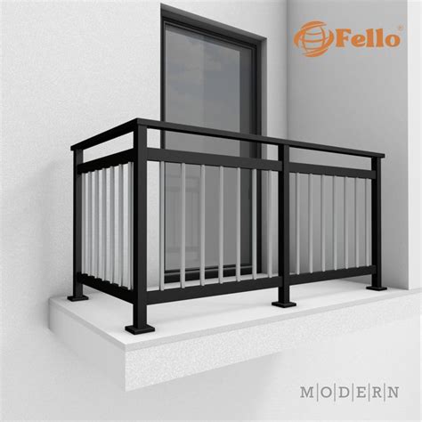 The Balcony Railing Is Made Of Metal And Has Glass Panels On Each Side