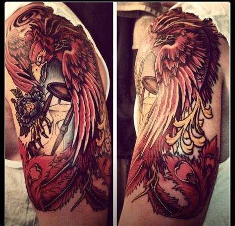 38 Phoenix Tattoos On Half Sleeve
