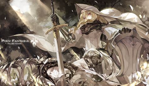 Wallpaper Fantasy Art Anime Girls Knight Armor Braids Sword