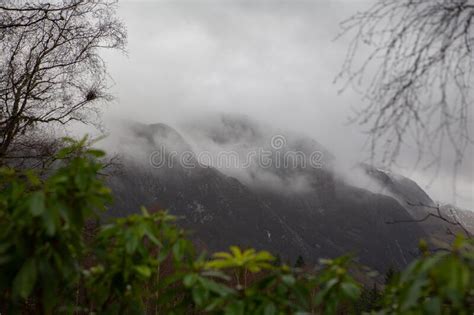Clouds Roll Over The Mountains Near Glenfinnan Scotland Stock Photo