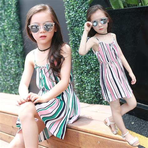 Bohomian Kids Girls Holiday Style Summer Fashion Child Dresses