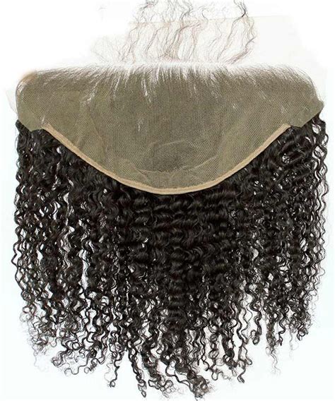 X Lace Frontal Closure Kinky Curly Pre Plucked Ear To Ear Frontal Brazilian Virgin Hair