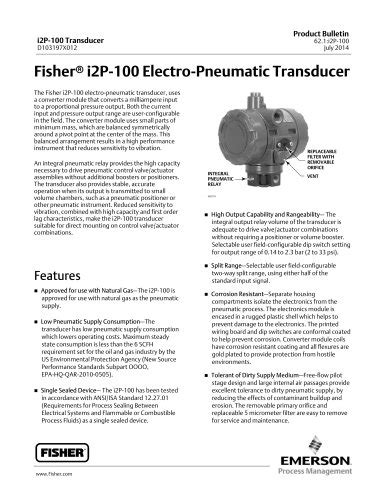 Êîìïàíèÿ fisher controls international llc çàÿâëÿåò, ÷òî äàííîå èçäåëèå ñîîòâåòñòâóåò òðåáîâàíèÿì ïàðàãðàôà 3 ñòàòüè 4 äèðåêòèâû åñ ïî îáîðóäîâàíèþ 75 travel stop, not required for stainless steel trip valve. Tous les catalogues et fiches techniques (PDF) FISHER ...