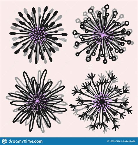 Set Of 4 Abstract Flower Shapes Stock Illustration Illustration Of
