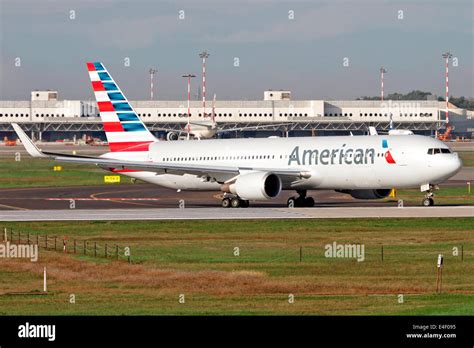 An American Airlines Boeing 767 At Milano Malpensa Airport Italy Stock