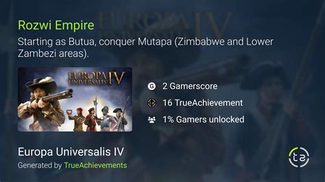 Rozwi Empire Achievement In Europa Universalis Iv Windows