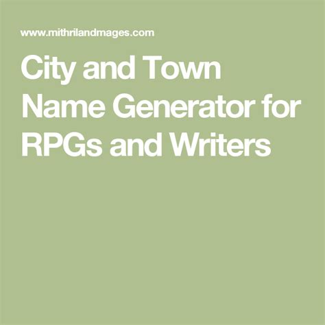 City And Town Name Generator For Rpgs And Writers With Images Town
