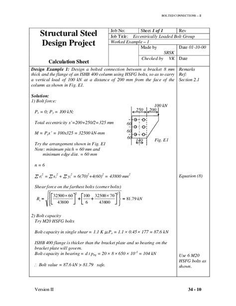 Pdf Structural Steel Design Project Calculation Sheet Tensa Fab