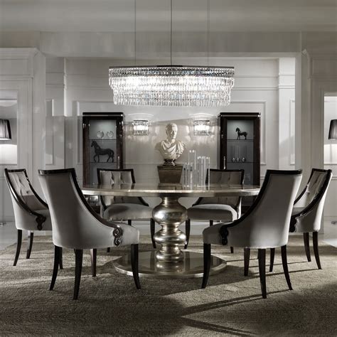 Dining room sets & dining room tables and chairs at diningroomsoutlet.com. Large Round Italian Champagne Leaf Dining Table and Chairs Set