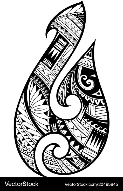 Maori Style Tattoo Aboriginal Fish Hook Symbol Vector Image