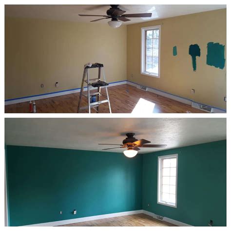 Yellow And Blue Interior Wall Painting Before And After Paint Denver