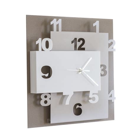 Arti E Mestieri Ziggurat Square Wall Clock Made In Italywhite Beige