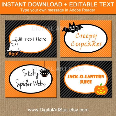 Editable Halloween Candy Buffet Labels Tent Cards Halloween