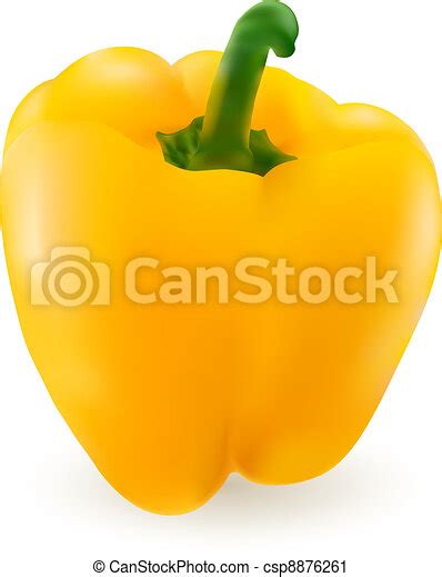 Yellow Pepper Sweet Yellow Bell Pepper Illustration Isolated On White