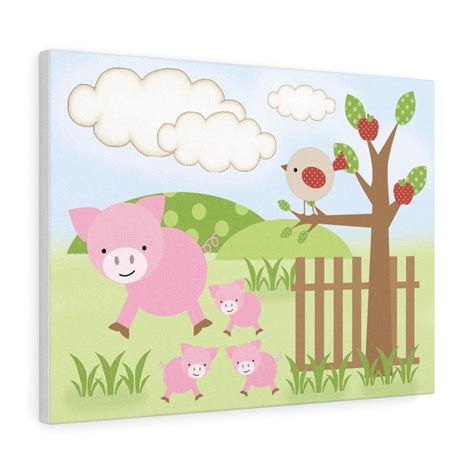 Check spelling or type a new query. FARM ANIMALS NURSERY Pig Canvas Print Art Wall Decor Baby ...