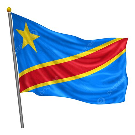 Democratic Republic Congo Flag Fluttering With Cloth Texture