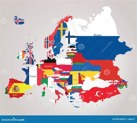 Europe Map Cominated With Flags Stock Vector Image 45918523