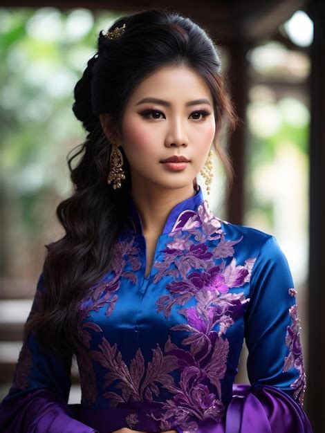 Premium Ai Image Beautiful Vietnamese Girl In Purple Ao Dai