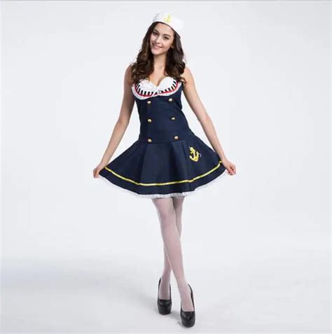 Adult Halloween Women Sexy Cute Sailor Costume Nautical Marine Navy Costumes Party Fancy Dress