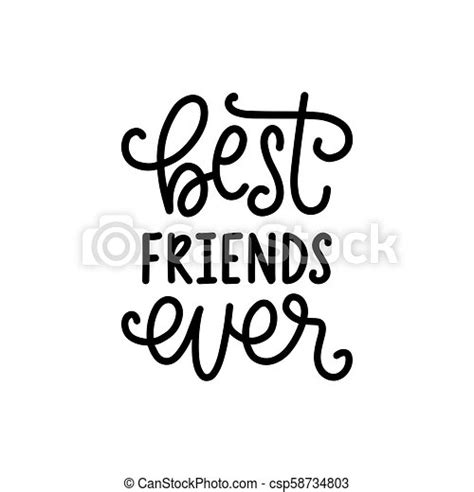 Best Friends Ever Hand Lettering Vector Calligraphic Design For Friendship Day Greeting Card